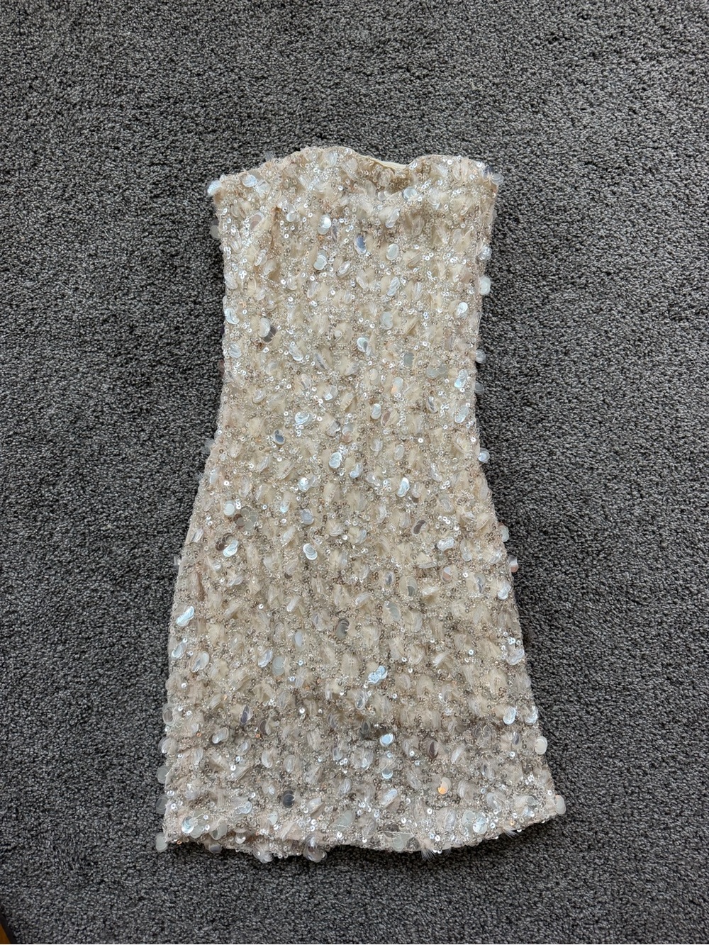 Windsor Champagne Sequin Strapless Mini Dress perfect for Bachelorette